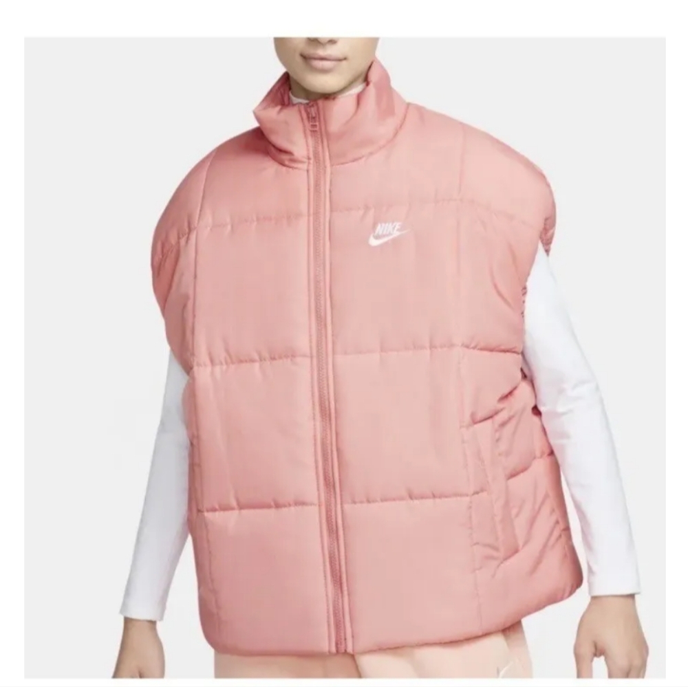 Nike Womens Puffy Puffer Pink Vest Size Medium Therma-FIT Oversized FB7679-618